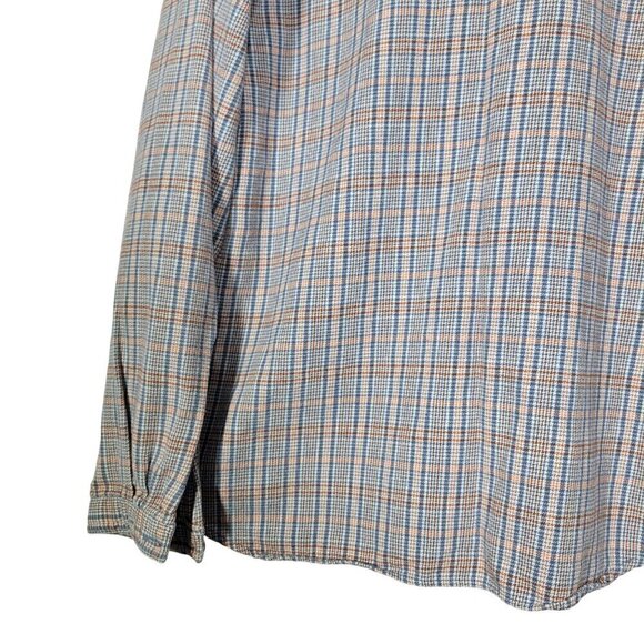 WOOLRICH Women's Light Blue Plaid Striped 100% Cotton Button Down Flannel Size L - Picture 12 of 14